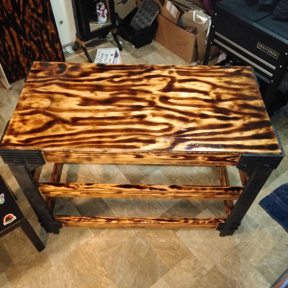 Custom built hand-built rustic look burnt wood